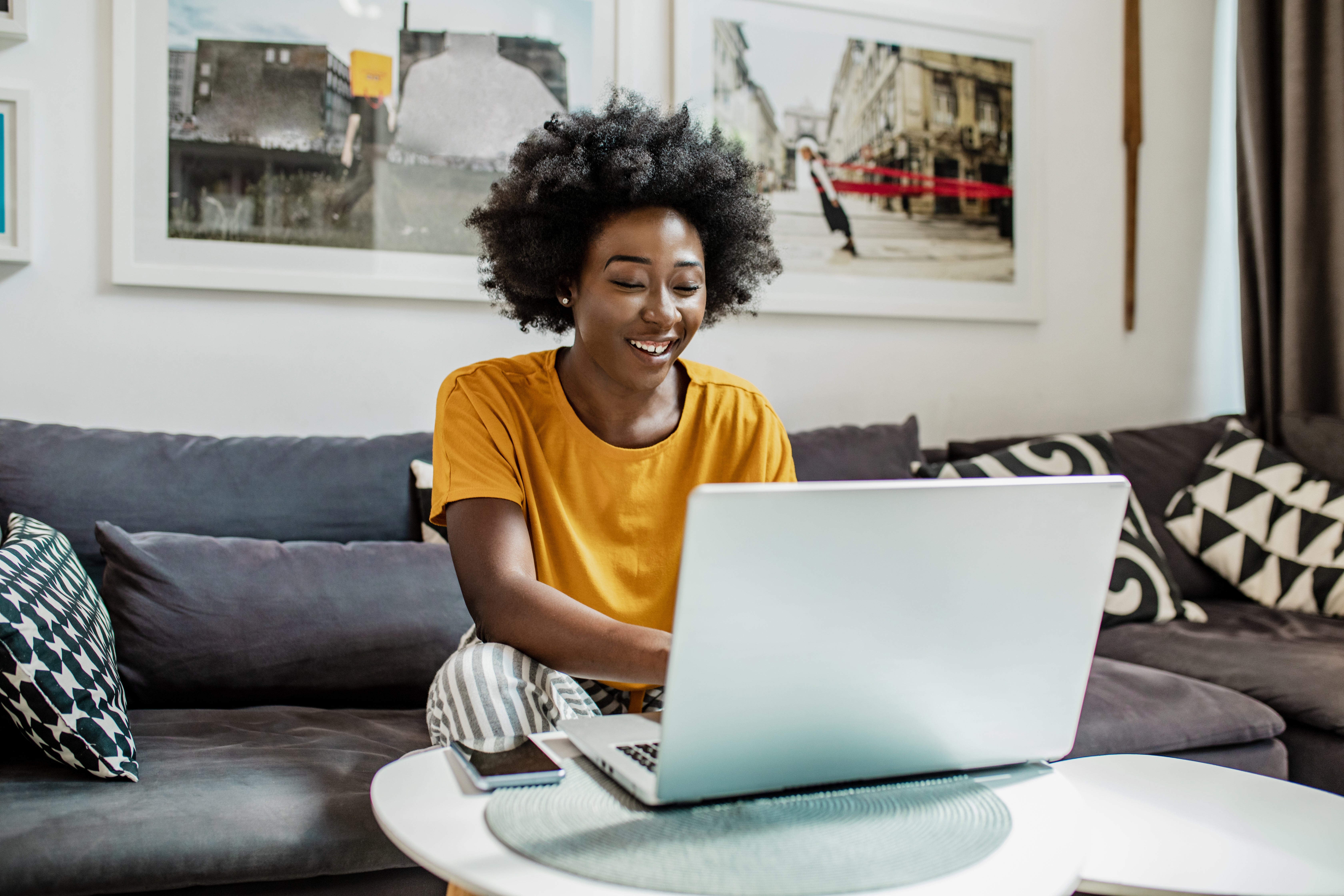 Woman looking at laptop 