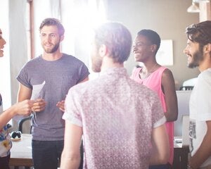 group of people talking