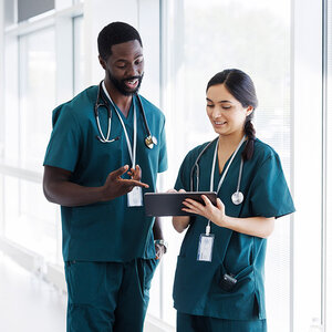 two young nurses have a discussion