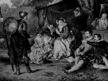 Vintage engraving of a scene from the works of William Shakespeare.
