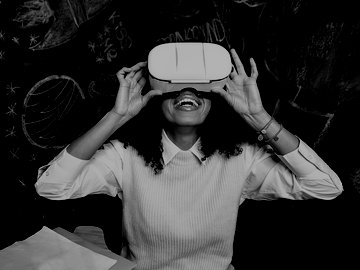 Woman enjoying a VR headset experience