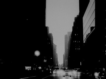 black and white photo of downtown manhattan