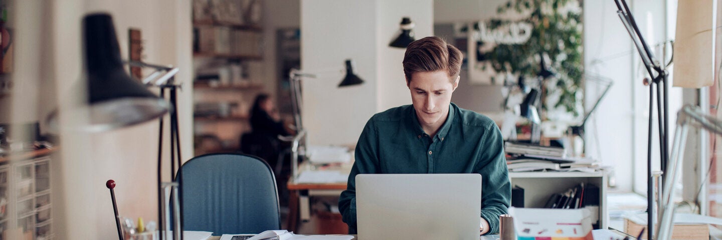 male architect working on computer