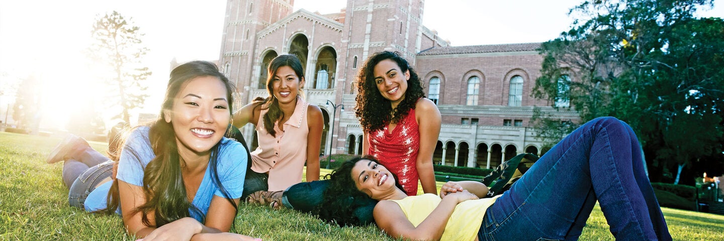 Students socializing on campus.