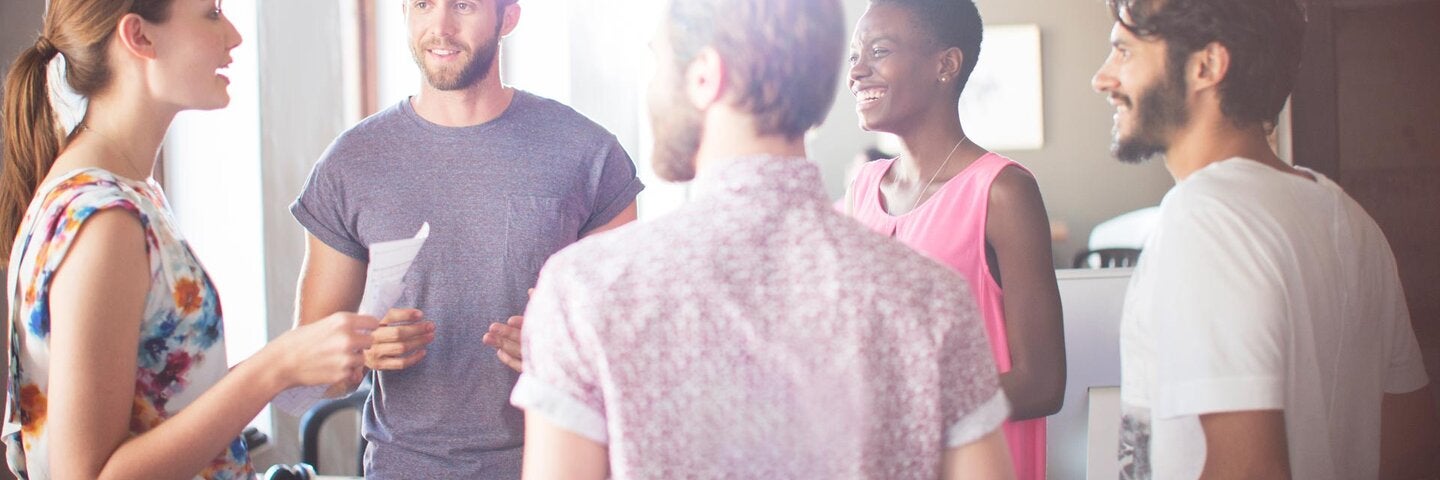 group of people talking