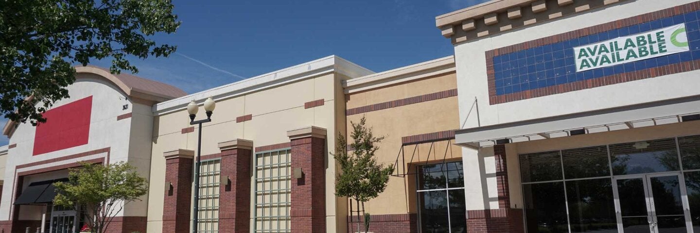 New storefront property in an outdoor mall.