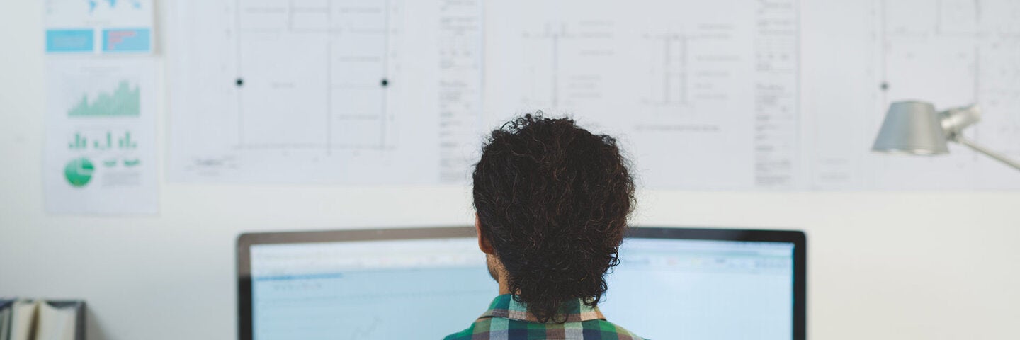 Engineer analyzing data