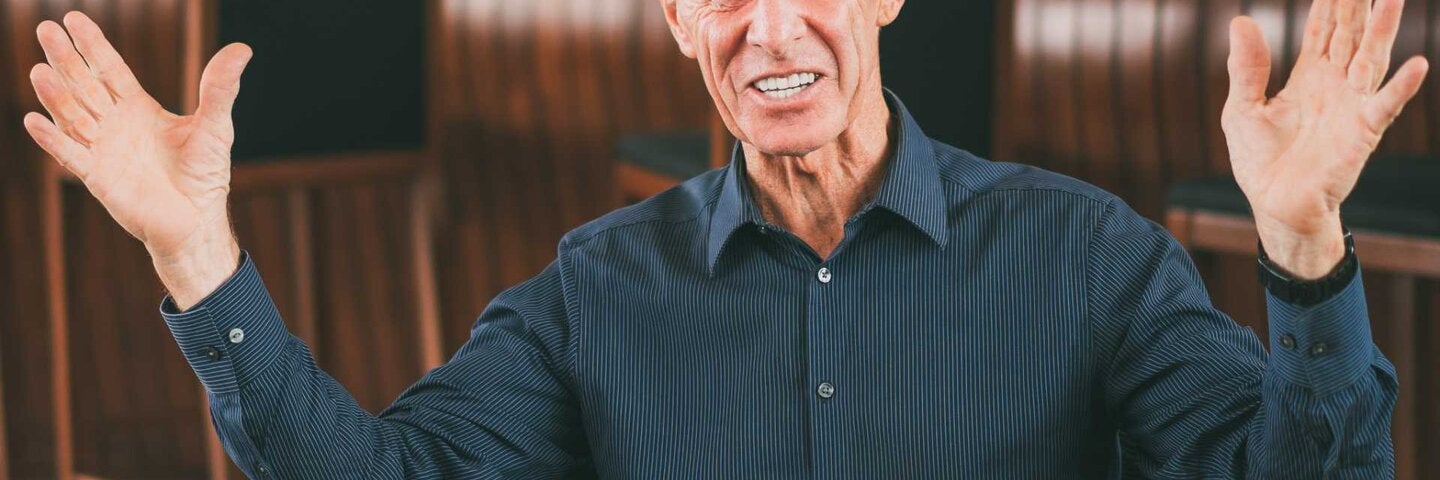 Senior man telling a story