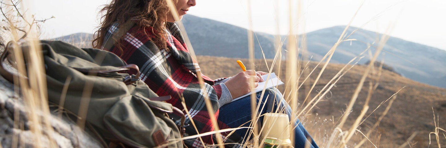 writer in the outdoors