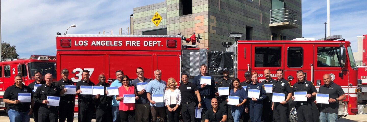 Vivian Taslakian with LAFD Drill Tower 81