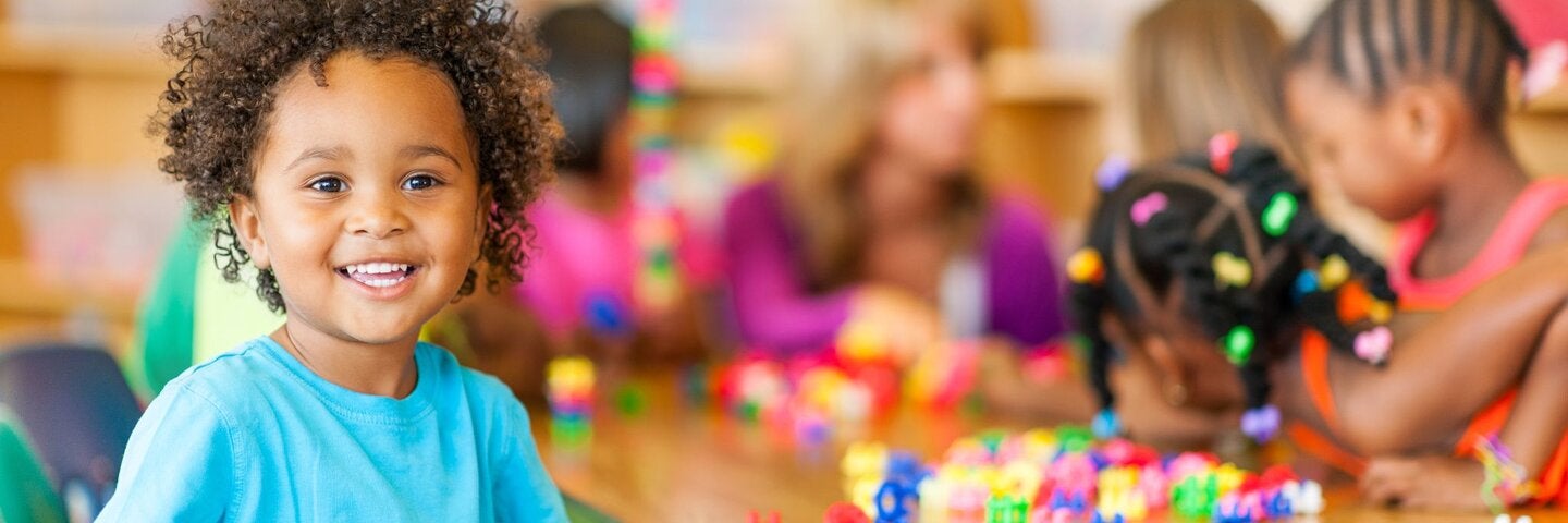 Young children playing in class