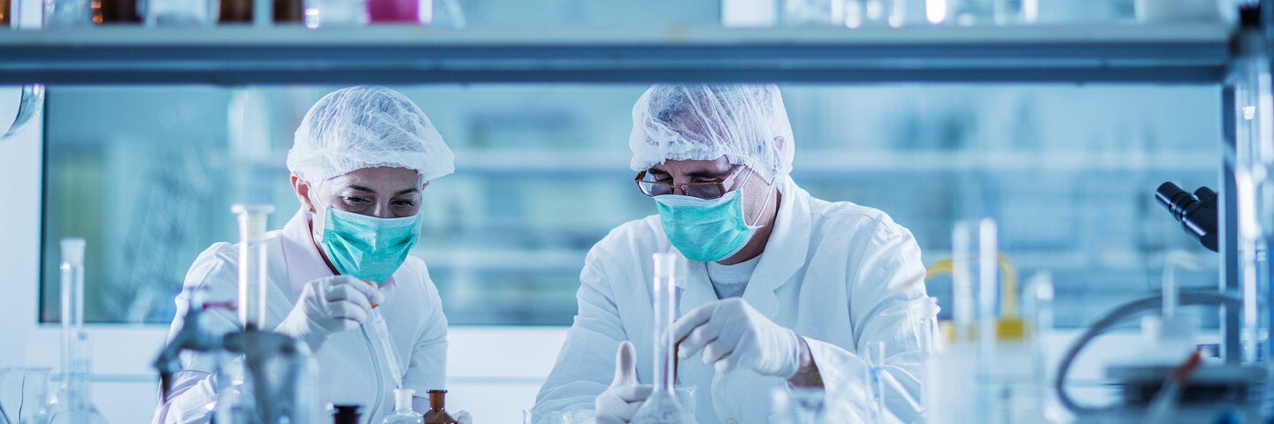 Two scientists working in a lab