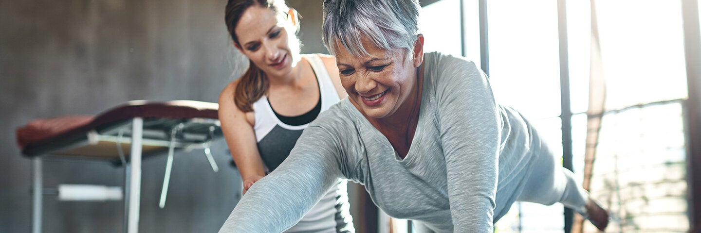 Woman exercising in physical therapy